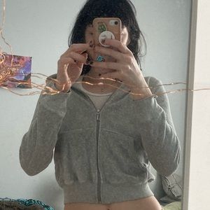 Juicy couture mini cropped zip up grey sweater